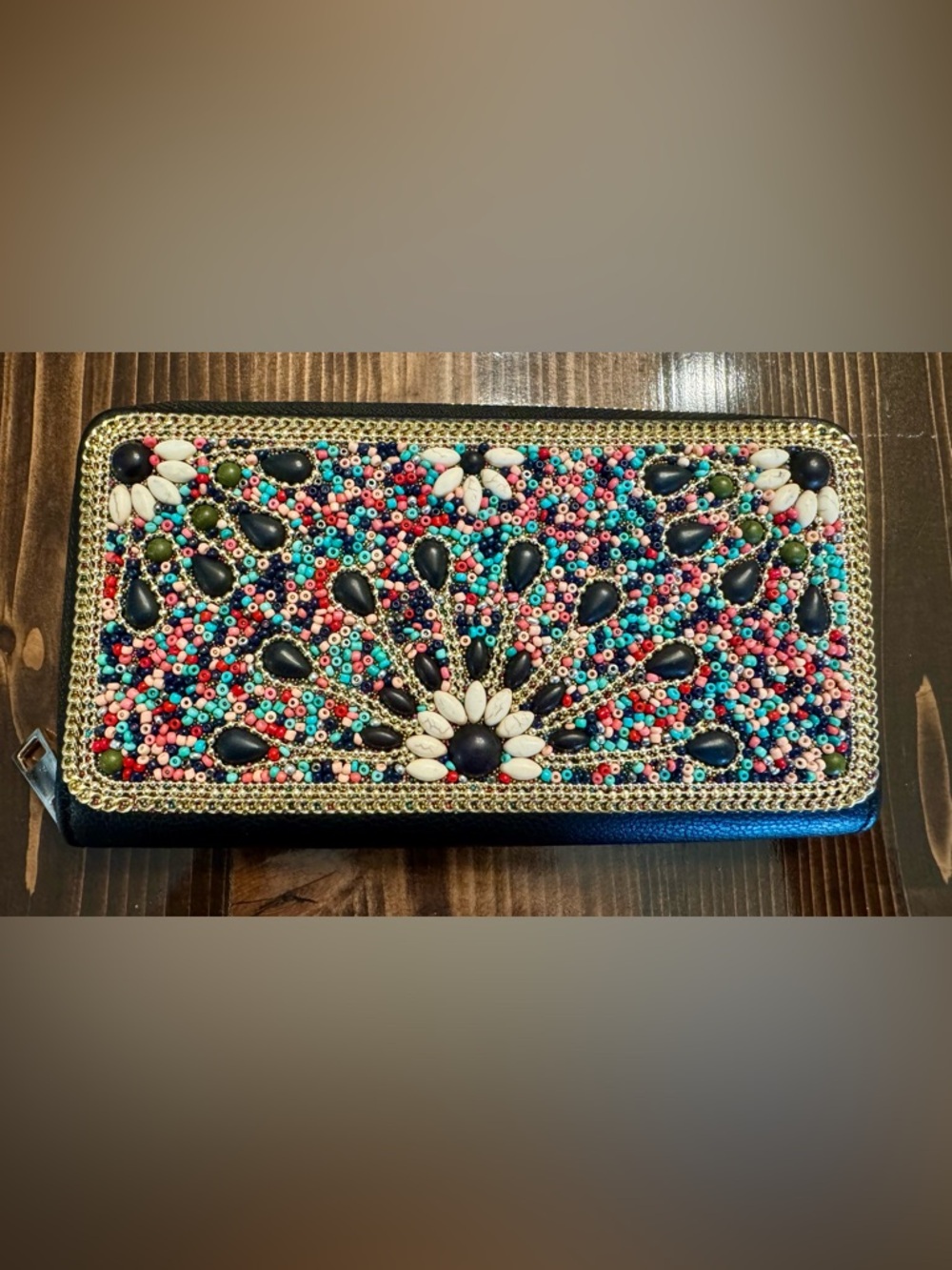Colorful Beaded‎ Bohemien Statement Wallet Clutch